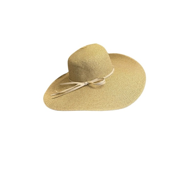 Elegant Tan Wide-Brimmed Sun Hat with Golden Hints - Picture 7 of 10